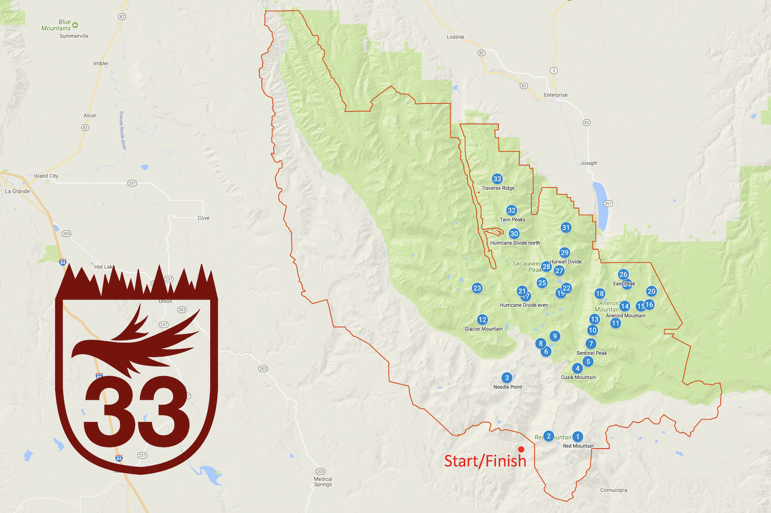 Eagle Cap Wilderness Trail Map Eagle's 33 Challenge - Christof Teuscher